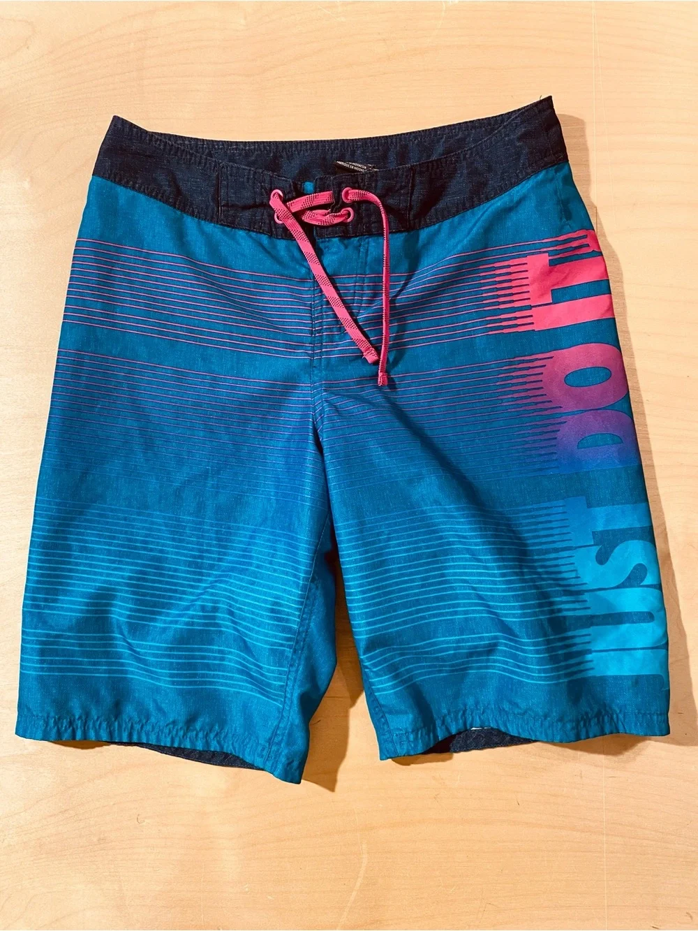 Nike Teal Blue Gradient Board Shorts with Pink Drawstring XL (SZ)